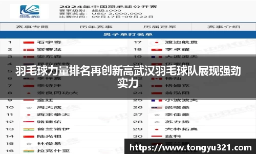 羽毛球力量排名再创新高武汉羽毛球队展现强劲实力