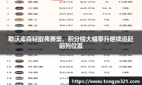 勒沃库森轻取弗赛堡，积分榜大幅攀升继续追赶前列位置